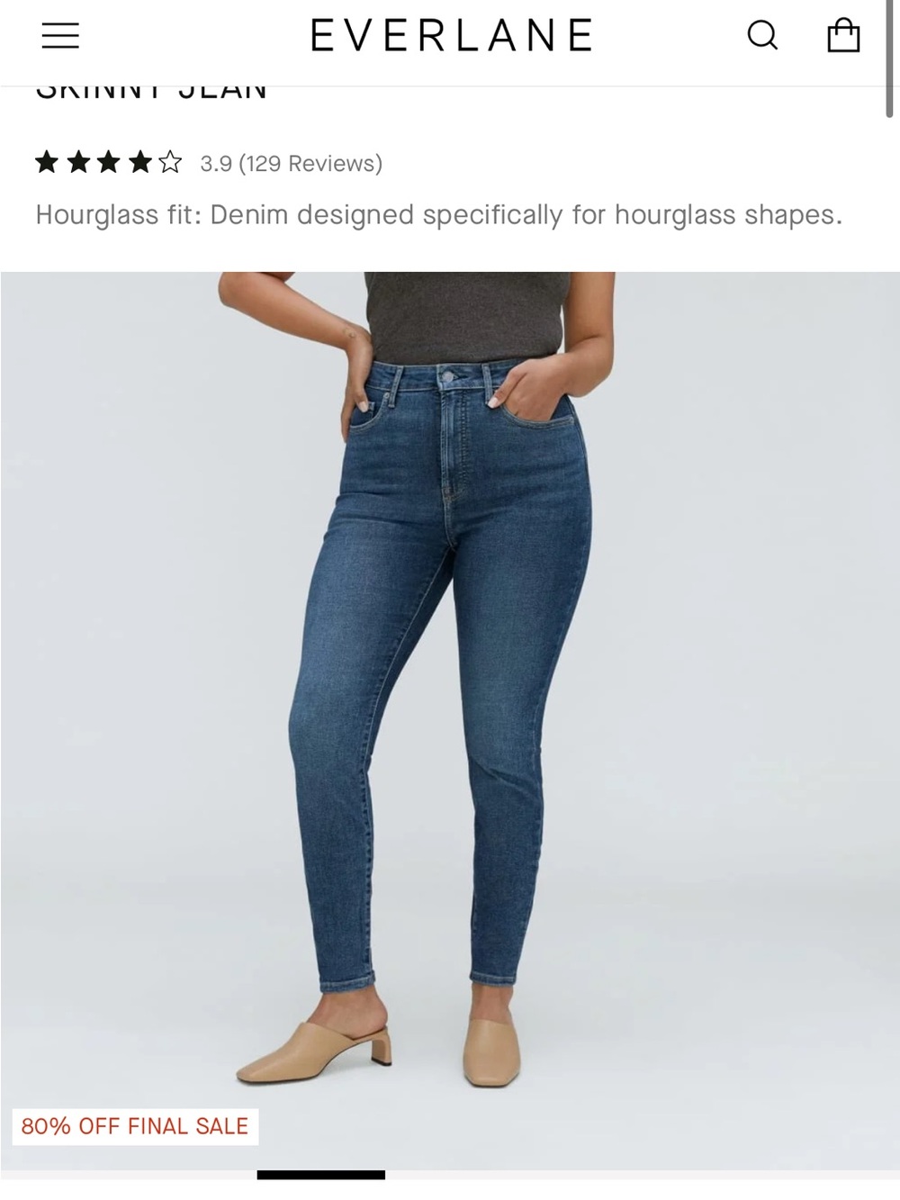 Everlane The Curvy Way High Skinny Jean size 28 Regular Length